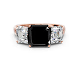 Rose gold Three-Stone Fancy Black Asscher Cut Cut Solitaire Ring with Classic Prong Setting