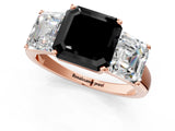 Rose gold Three-Stone Fancy Black Asscher Cut Cut Solitaire Ring with Classic Prong Setting_1