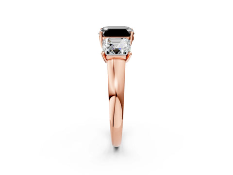 Rose gold Three-Stone Fancy Black Asscher Cut Cut Solitaire Ring with Classic Prong Setting_2