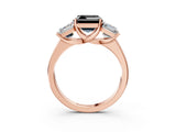 Rose gold Three-Stone Fancy Black Asscher Cut Cut Solitaire Ring with Classic Prong Setting_3