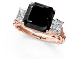 Rose gold Three-Stone Fancy Black Asscher Cut Diamond Braided Band Ring with Four-Prong Setting_13