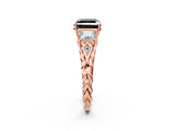 Rose gold Three-Stone Fancy Black Asscher Cut Diamond Braided Band Ring with Four-Prong Setting_14