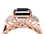 Rose gold Three-Stone Fancy Black Asscher Cut Diamond Braided Band Ring with Four-Prong Setting_16