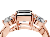 Rose gold Three-Stone Fancy Black Asscher Cut Diamond Channel Set Engagement Ring with Prong Setting_16