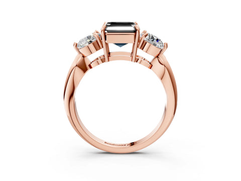 Rose gold Three-Stone Fancy Black Asscher Cut Diamond Channel Set Engagement Ring with Prong Setting_3