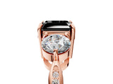 Rose gold Three-Stone Fancy Black Asscher Cut Diamond Channel Set Engagement Ring with Prong Setting_5