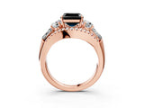 Rose gold Three-Stone Fancy Black Asscher Cut Diamond Engagement Ring with Pave Band and Prong Setting_15