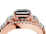 Rose gold Three-Stone Fancy Black Asscher Cut Diamond Engagement Ring with Pave Band and Prong Setting_16