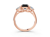 Rose gold Three-Stone Fancy Black Asscher Cut Diamond Engagement Ring with Prong Setting_6