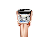 Rose gold Three-Stone Fancy Black Asscher Cut Diamond Engagement Ring with Prong Setting_8