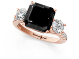 Rose gold Three-Stone Fancy Black Asscher Cut Diamond Pavé Band with Four-Prong Setting_1