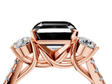 Rose gold Three-Stone Fancy Black Asscher Cut Diamond Pavé Band with Four-Prong Setting_4