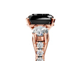 Rose gold Three-Stone Fancy Black Asscher Cut Diamond Pavé Band with Four-Prong Setting_5