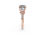 Rose gold Three-Stone Fancy Black Asscher Cut Diamond Ring with Pavé Band and Prong Setting_26