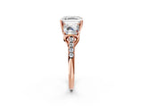 Rose gold Three-Stone Fancy Black Asscher Cut Diamond Ring with Pavé Band and Prong Setting_38
