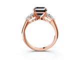 Rose gold Three-Stone Fancy Black Asscher Cut Diamond Ring with Pear Side Stones and Four-Prong Setting_3