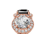 Rose gold Three-Stone Fancy Black Asscher Cut Halo Diamond Milgrain Band with Four-Prong Setting_5