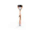 Rose gold Three-Stone Fancy Black Cushion Cut Brilliant Diamond Solitaire Ring with Tapered Band and Four-Prong Setting_27