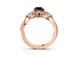 Rose gold Three-Stone Fancy Black Cushion Cut Brilliant Diamond Solitaire Ring with Tapered Band and Four-Prong Setting_28