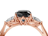 Rose gold Three-Stone Fancy Black Cushion Cut Brilliant Diamond Solitaire Ring with Tapered Band and Four-Prong Setting_29