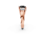 Rose gold Three Stone Fancy Black Cushion Cut Cut Channel Set Diamond Ring_2