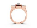 Rose gold Three Stone Fancy Black Cushion Cut Cut Channel Set Diamond Ring_3