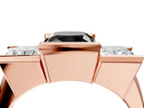 Rose gold Three Stone Fancy Black Cushion Cut Cut Channel Set Diamond Ring_4