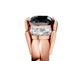 Rose gold Three Stone Fancy Black Cushion Cut Cut Channel Set Diamond Ring_5