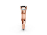 Rose gold Three-Stone Fancy Black Cushion Cut Cut Classic Band Prong Setting Ring_2