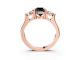 Rose gold Three-Stone Fancy Black Cushion Cut Cut Classic Band Prong Setting Ring_3