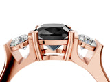 Rose gold Three-Stone Fancy Black Cushion Cut Cut Classic Band Prong Setting Ring_4