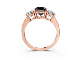 Rose gold Three-Stone Fancy Black Cushion Cut Cut Diamond Engagement Ring with Flat Band and Four-Prong Setting_15