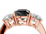Rose gold Three-Stone Fancy Black Cushion Cut Cut Diamond Engagement Ring with Flat Band and Four-Prong Setting_16