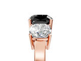Rose gold Three-Stone Fancy Black Cushion Cut Cut Diamond Engagement Ring with Flat Band and Four-Prong Setting_17