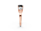 Rose gold Three-Stone Fancy Black Cushion Cut Cut Diamond Engagement Ring with Flat Band and Four-Prong Setting_2