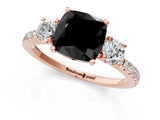 Rose gold Three-Stone Fancy Black Cushion Cut Cut Diamond Pavé Band with Prong Setting_16