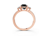 Rose gold Three-Stone Fancy Black Cushion Cut Cut Diamond Pavé Band with Prong Setting_18