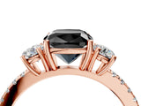 Rose gold Three-Stone Fancy Black Cushion Cut Cut Diamond Pavé Band with Prong Setting_19