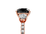 Rose gold Three-Stone Fancy Black Cushion Cut Cut Diamond Pavé Band with Prong Setting_20