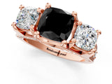 Rose gold Three-Stone Fancy Black Cushion Cut Cut Diamond Ring with Channel-Set Band and Four-Prong Setting_13
