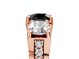 Rose gold Three-Stone Fancy Black Cushion Cut Cut Diamond Ring with Channel-Set Band and Four-Prong Setting_17