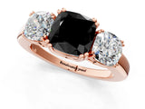 Rose gold Three-Stone Fancy Black Cushion Cut Cut Diamond Ring with Channel Set Band and Four-Prong Setting_25