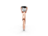 Rose gold Three-Stone Fancy Black Cushion Cut Cut Diamond Ring with Channel Set Band and Four-Prong Setting_26