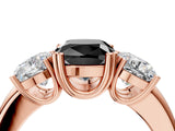 Rose gold Three-Stone Fancy Black Cushion Cut Cut Diamond Ring with Channel Set Band and Four-Prong Setting_28