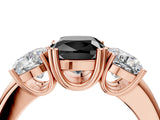 Rose gold Three-Stone Fancy Black Cushion Cut Cut Diamond Ring with Channel Set Band and Four-Prong Setting_4