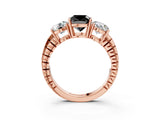 Rose gold Three-Stone Fancy Black Cushion Cut Cut Diamond Ring with Channel-Set Band and Prong Setting_15