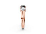 Rose gold Three-Stone Fancy Black Cushion Cut Cut Diamond Ring with Prong Setting and Classic Band_2