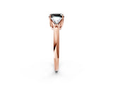 Rose gold Three-Stone Fancy Black Cushion Cut Cut Diamond Ring with Trillion Side Stones and Four-Prong Setting_5