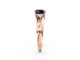 Rose gold Three-Stone Fancy Black Cushion Cut Cut Diamond Ring with Trillion Side Stones on a Split Shank Band_2