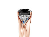 Rose gold Three-Stone Fancy Black Cushion Cut Cut Diamond Ring with Trillion Side Stones on a Split Shank Band_5